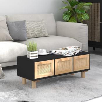 ARDEBO.de - Couchtisch Schwarz 80x40x30 cm Holzwerkstoff Massivholz Kiefer