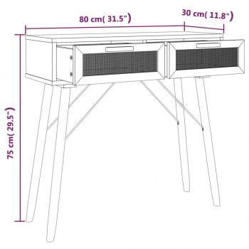 Konsolentisch Braun 80x30x75 cm Massivholz Kiefer Natur-Rattan