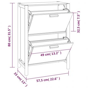 Schuhschrank Schwarz 57,5x33x80 cm Holzwerkstoff