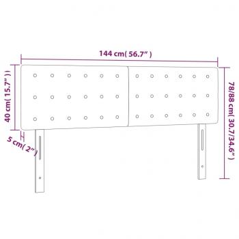 Kopfteile 2 Stk. Hellgrau 72x5x78/88 cm Samt