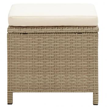 Gartenhocker 4 Stk. mit Sitzkissen Poly Rattan Beige