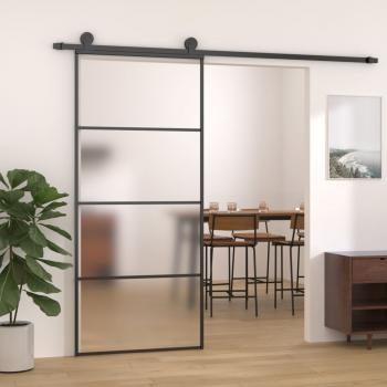 ARDEBO.de - Schiebetür ESG-Glas und Aluminium mattiert 90x205 cm Schwarz