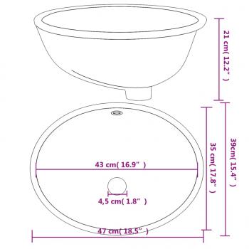 Waschbecken Weiß 47x39x21 cm Oval Keramik