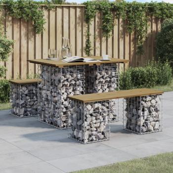 ARDEBO.de - Gartenbank aus Gabionen 100x70x72 cm Kiefernholz Imprägniert