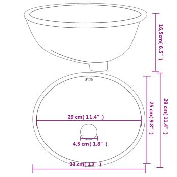 Waschbecken Weiß 33x29x16,5 cm Oval Keramik