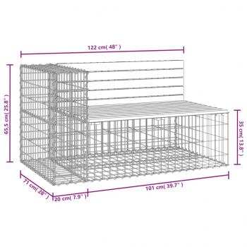 Gartenbank aus Gabionen 122x71x65,5 cm Kiefernholz Imprägniert