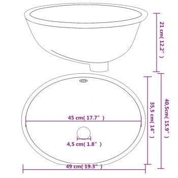 Waschbecken Weiß 49x40,5x21 cm Oval Keramik