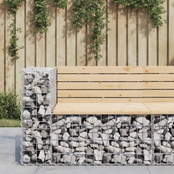 ARDEBO.de - Gartenbank aus Gabionen 92x71x65,5 cm Massivholz Kiefer