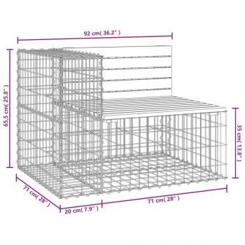 Gartenbank aus Gabionen 92x71x65,5 cm Massivholz Kiefer