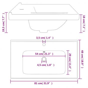 Waschbecken Weiß 81x48x19,5 cm Rechteckig Keramik