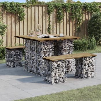 ARDEBO.de - Gartenbank aus Gabionen 100x102x72 cm Kiefernholz Imprägniert