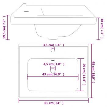 Waschbecken Weiß 61x48x19,5 cm Rechteckig Keramik