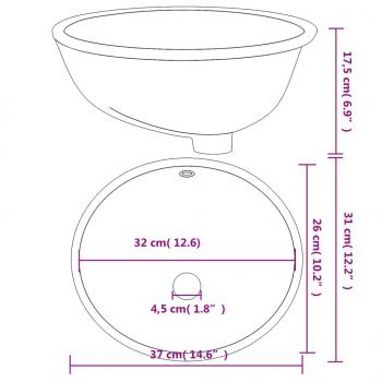 Waschbecken Weiß 37x31x17,5 cm Oval Keramik