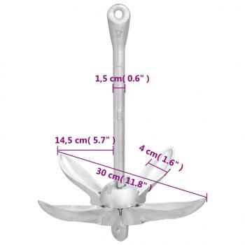 Klappanker mit Seil Silbern 1,5 kg Temperguss