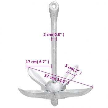 Klappanker mit Seil Silbern 3,2 kg Temperguss