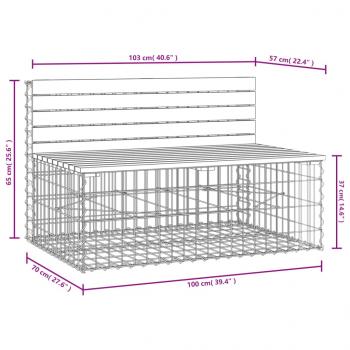 Gartenbank aus Gabionen 103x70x65 cm Massivholz Kiefer