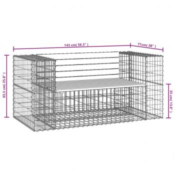 Gartenbank aus Gabionen 143x71x65,5 cm Kiefernholz Imprägniert