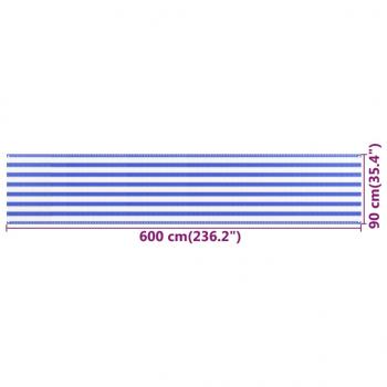 Balkon-Sichtschutz Blau und Weiß 90x600 cm HDPE