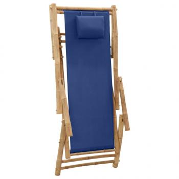 Liegestuhl Bambus und Canvas Marineblau