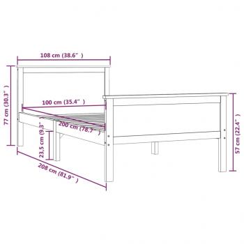 Massivholzbett Honigbraun Kiefernholz 100x200 cm