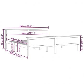 Massivholzbett Honigbraun Kiefernholz 200x200 cm