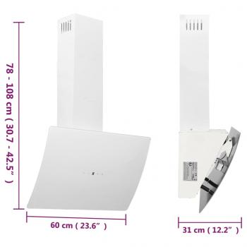 Dunstabzugshaube 60 cm Stahl und Hartglas Weiß