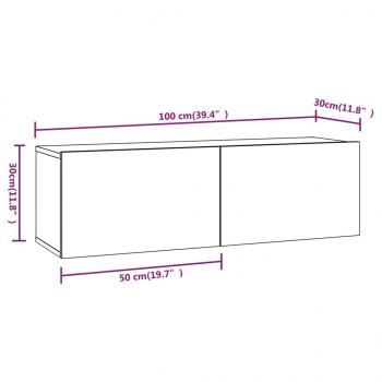 TV-Wandschrank Grau Sonoma 100x30x30 cm Holzwerkstoff