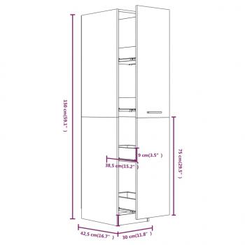 Apothekerschrank Braun Eichen-Optik 30x42,5x150cm Holzwerkstoff