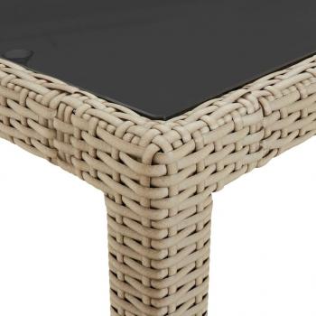 Gartentisch Beige 250x100x75 cm Hartglas und Poly Rattan