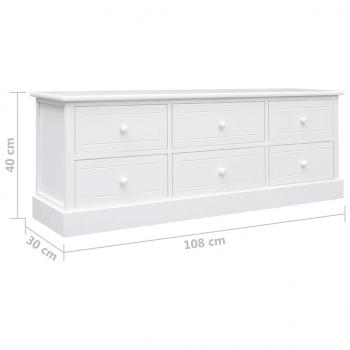 TV-Schrank Weiß 108x30x40 cm Massivholz Paulownia