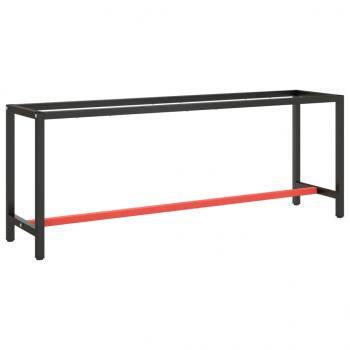 ARDEBO.de - Werkbankgestell Mattschwarz und Mattrot 210x50x79 cm Metall