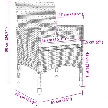 7-tlg. Garten-Essgruppe mit Kissen Poly Rattan Grau