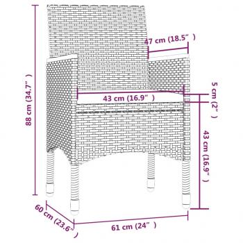 7-tlg. Garten-Essgruppe mit Kissen Poly Rattan Grau