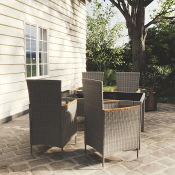 ARDEBO.de - 5-tlg. Garten-Essgruppe mit Kissen Poly Rattan Grau