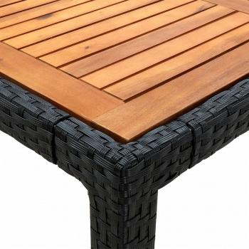 Gartentisch 190x90x75 cm Poly Rattan und Akazienholz Schwarz 