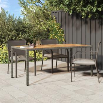 ARDEBO.de - Gartentisch 190x90x75 cm Poly Rattan und Akazienholz Grau 