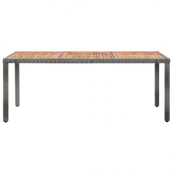 Gartentisch 190x90x75 cm Poly Rattan und Akazienholz Grau 