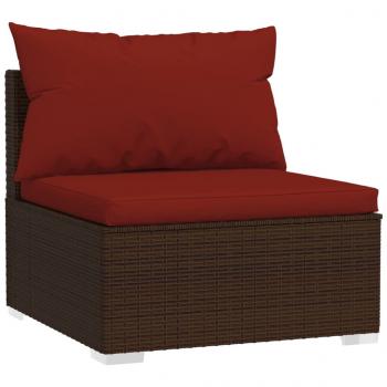 4-tlg. Garten-Lounge-Set mit Kissen Braun Poly Rattan