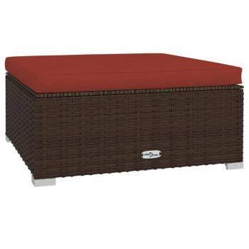 4-tlg. Garten-Lounge-Set mit Kissen Braun Poly Rattan