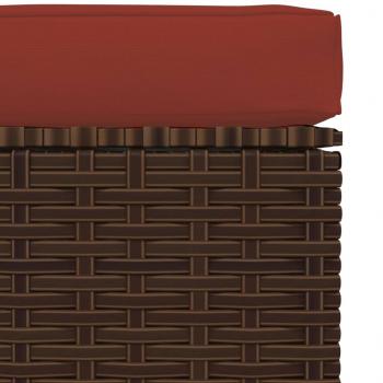 Gartenhocker mit Kissen Braun 70x70x30 cm Poly Rattan