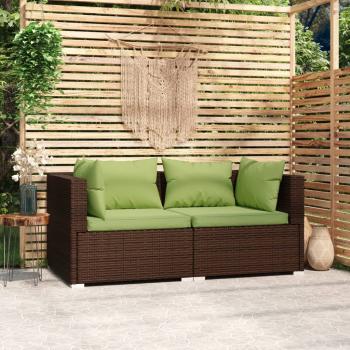 ARDEBO.de - 2-Sitzer-Sofa mit Kissen Braun Poly Rattan