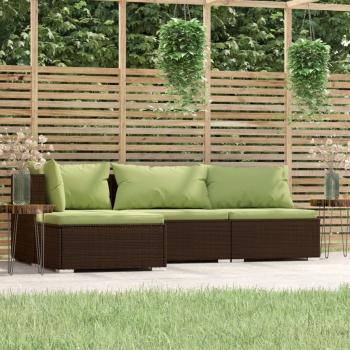 ARDEBO.de - 4-tlg. Garten-Lounge-Set mit Kissen Braun Poly Rattan