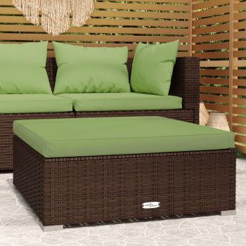 ARDEBO.de - Gartenhocker mit Kissen Braun 70x70x30 cm Poly Rattan