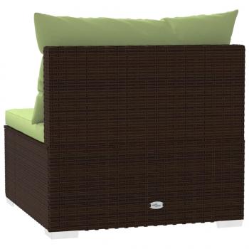 Garten-Mittelsofa mit Kissen Braun Poly Rattan