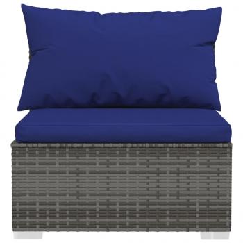 3-Sitzer-Sofa mit Kissen Grau Poly Rattan