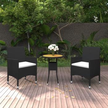 ARDEBO.de - 3-tlg. Garten-Essgruppe Poly Rattan Schwarz