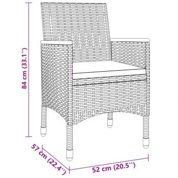 3-tlg. Garten-Essgruppe Poly Rattan Grau