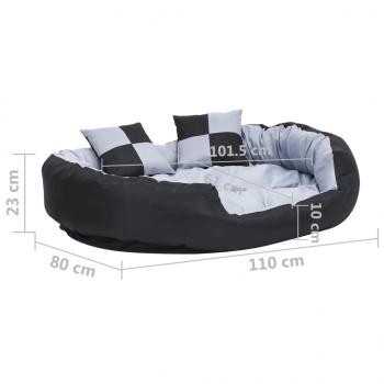 Hundekissen Wendbar und Waschbar Grau und Schwarz 110x80x23 cm