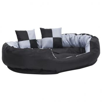 Hundekissen Wendbar und Waschbar Grau und Schwarz 110x80x23 cm