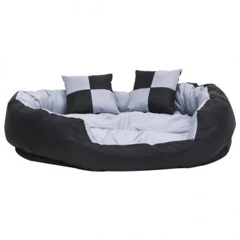 Hundekissen Wendbar und Waschbar Grau und Schwarz 110x80x23 cm